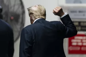 Former President Donald Trump walks out of the courtroom as the jury in his criminal trial continues to deliberate at Manhattan Criminal Court, Thursday, May 30, 2024, in New York. (Justin Lane/Pool Photo via AP)