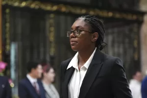 Conservative Party leader Kemi Badenoch attendsthe annual Commonwealth Day Service of Celebration at Westminster Abbey, in London, Monday March 10, 2025. (Aaron Chown/Pool Photo via AP)